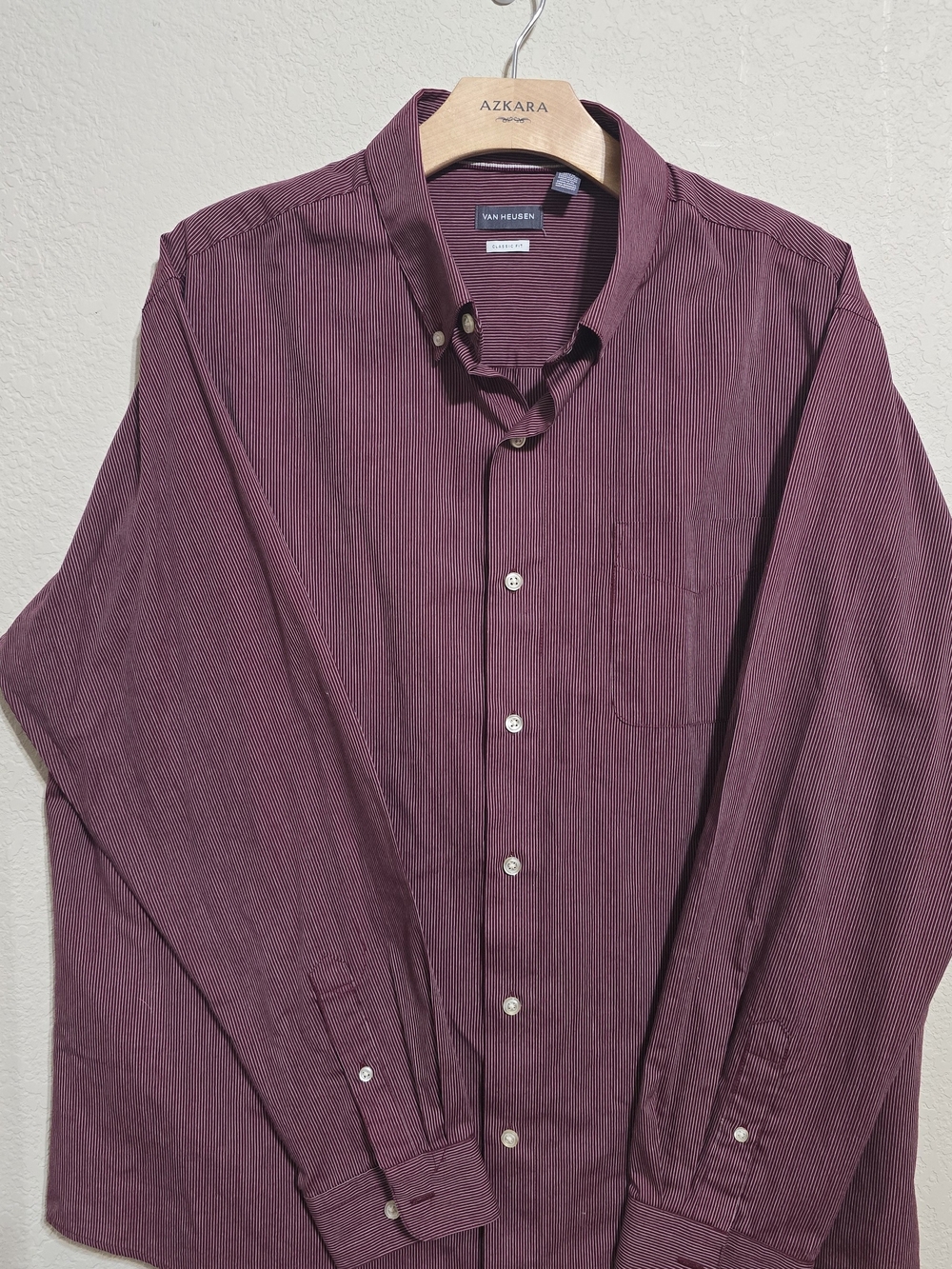 Van Heusen Men's Long-Sleeve Button-Down Shirt - Burgundy